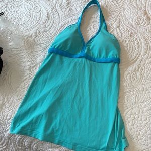 Lululemon long tank open strap back really beautiful teal blue